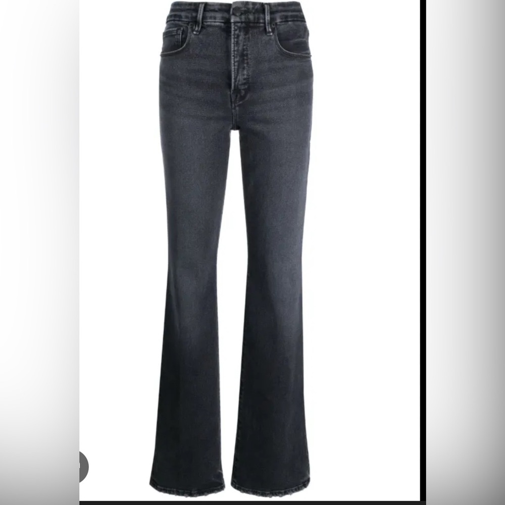 Good American Black Washed Flare Jeans